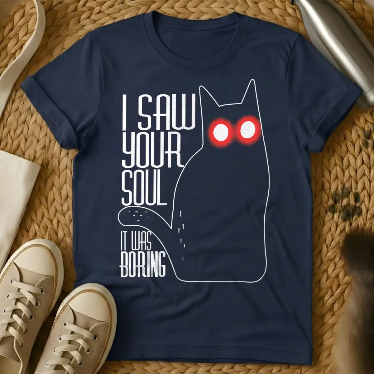 I Saw Your Soul Cat Shirt - Navy Cat T-Shirt
