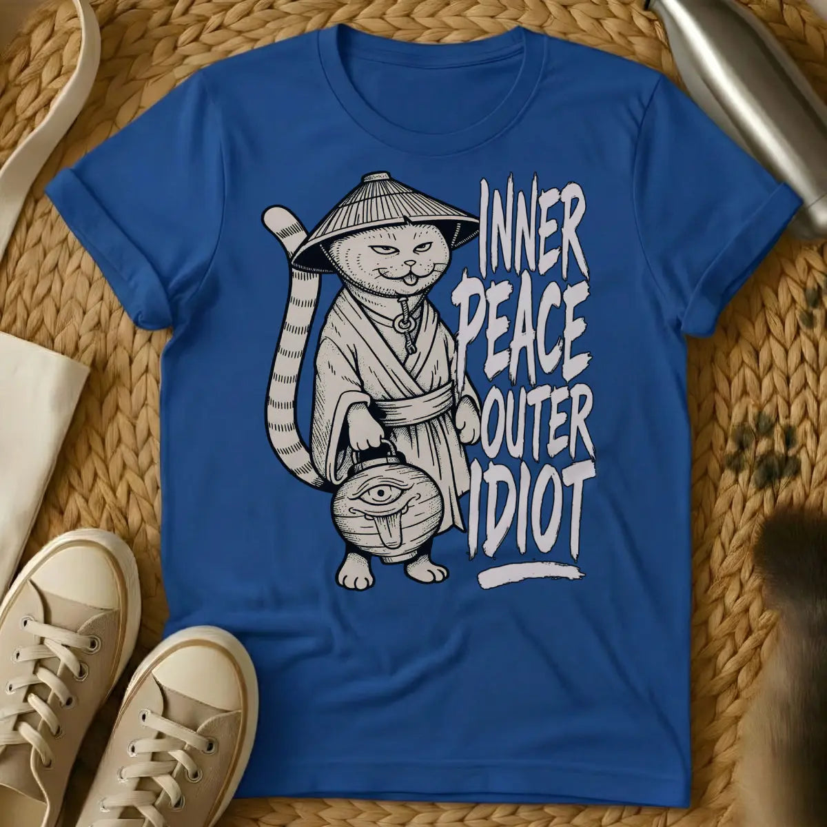 Outer Idiot Cat Shirt - Blue Cat T-Shirt