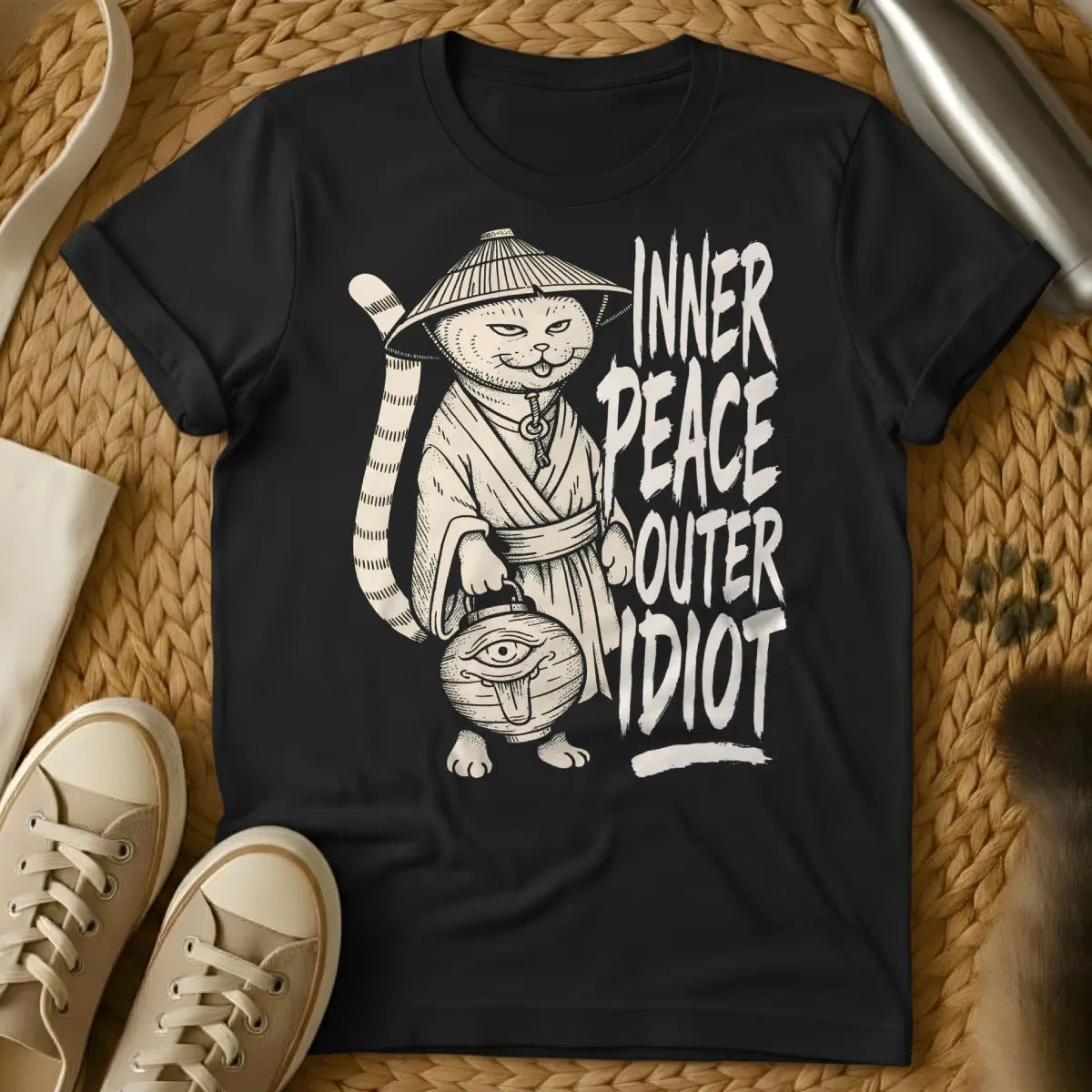 Outer Idiot Cat Shirt - Black Cat T-Shirt