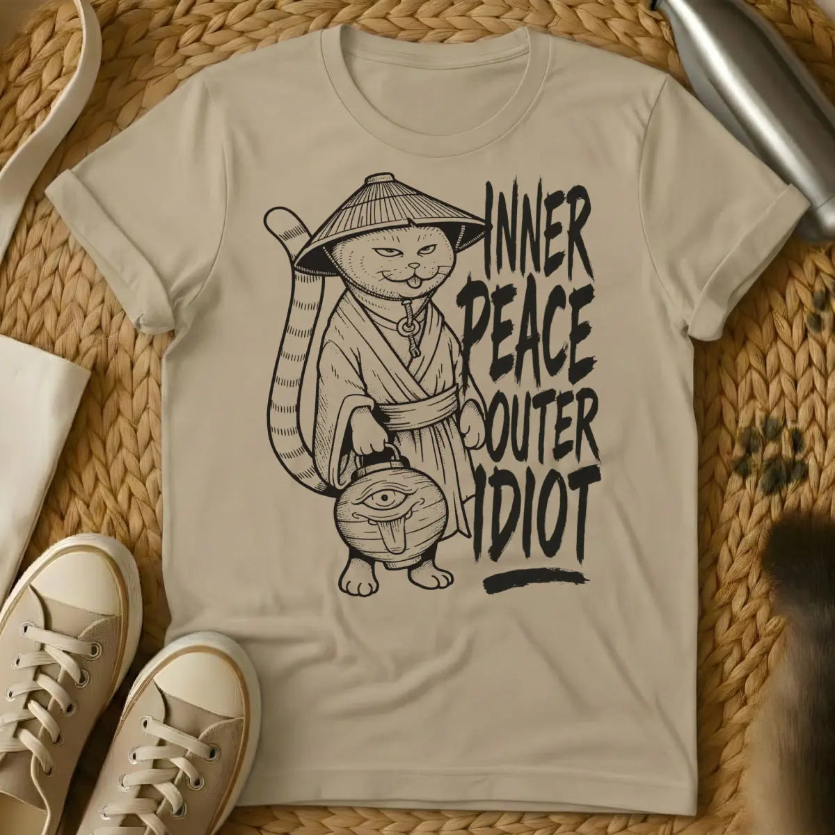 Outer Idiot Cat Shirt - Sand Cat T-Shirt