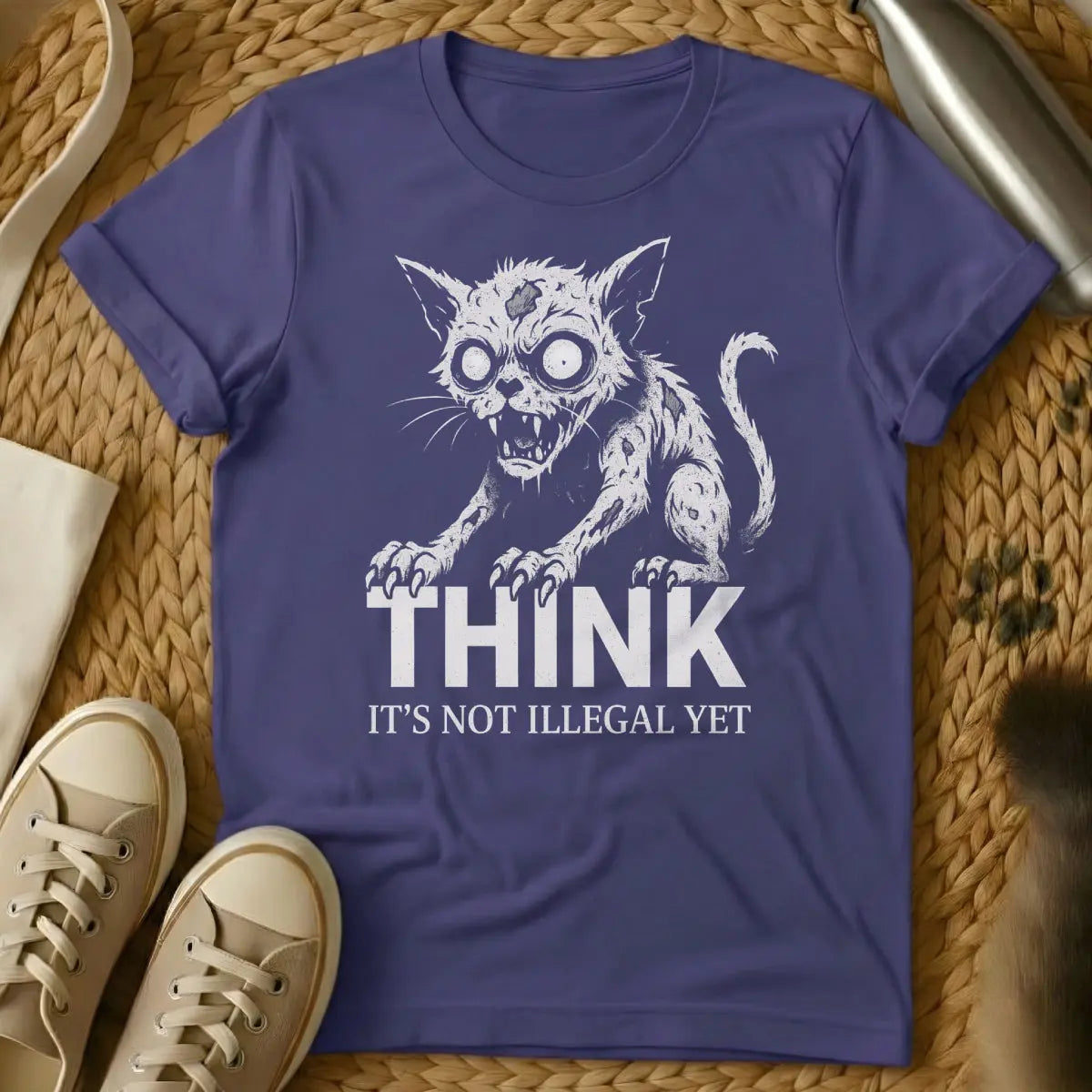Think Cat Shirt - Purple Cat T-Shirt