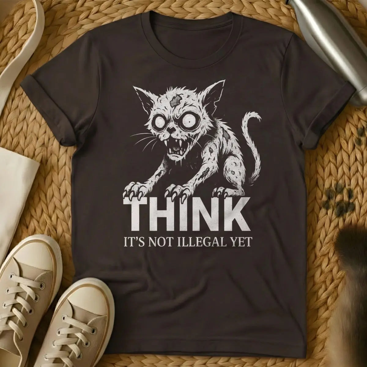 Think Cat Shirt - Dark Chocolate Cat T-Shirt