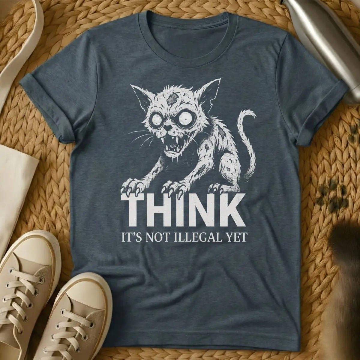 Think Cat Shirt - Dark Heather Cat T-Shirt
