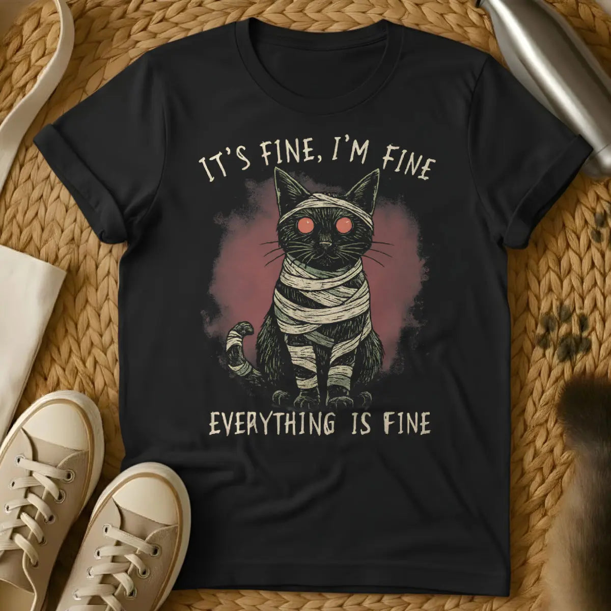 This Is Fine Shirt - Black Cat T-Shirt