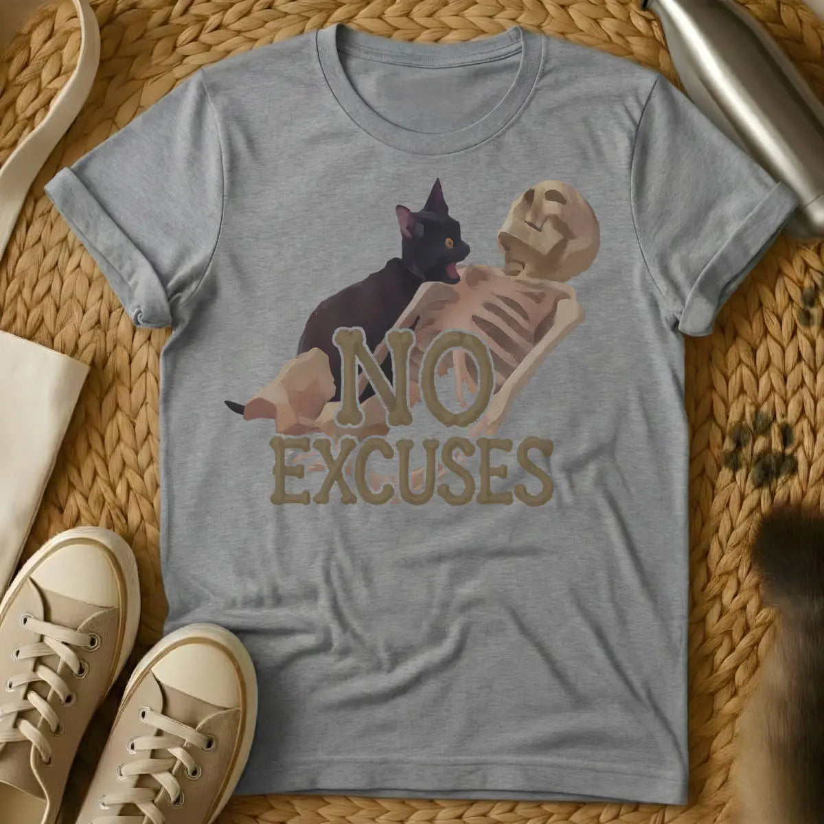 No Excuses Cat Shirt - Gray Cat T-Shirt
