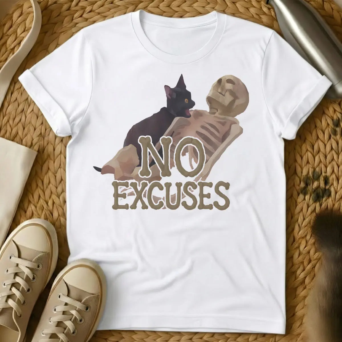 No Excuses Cat Shirt - White Cat T-Shirt