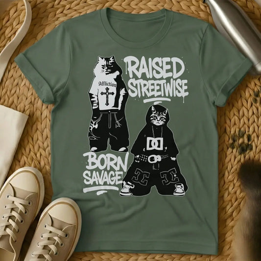 Urban Cat Shirt - Military Green Cat T-Shirt