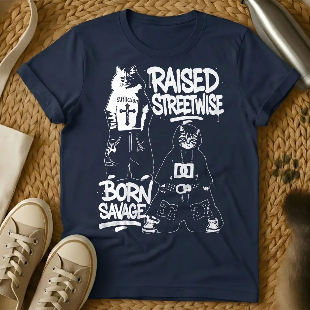 Urban Cat Shirt - Navy Cat T-Shirt