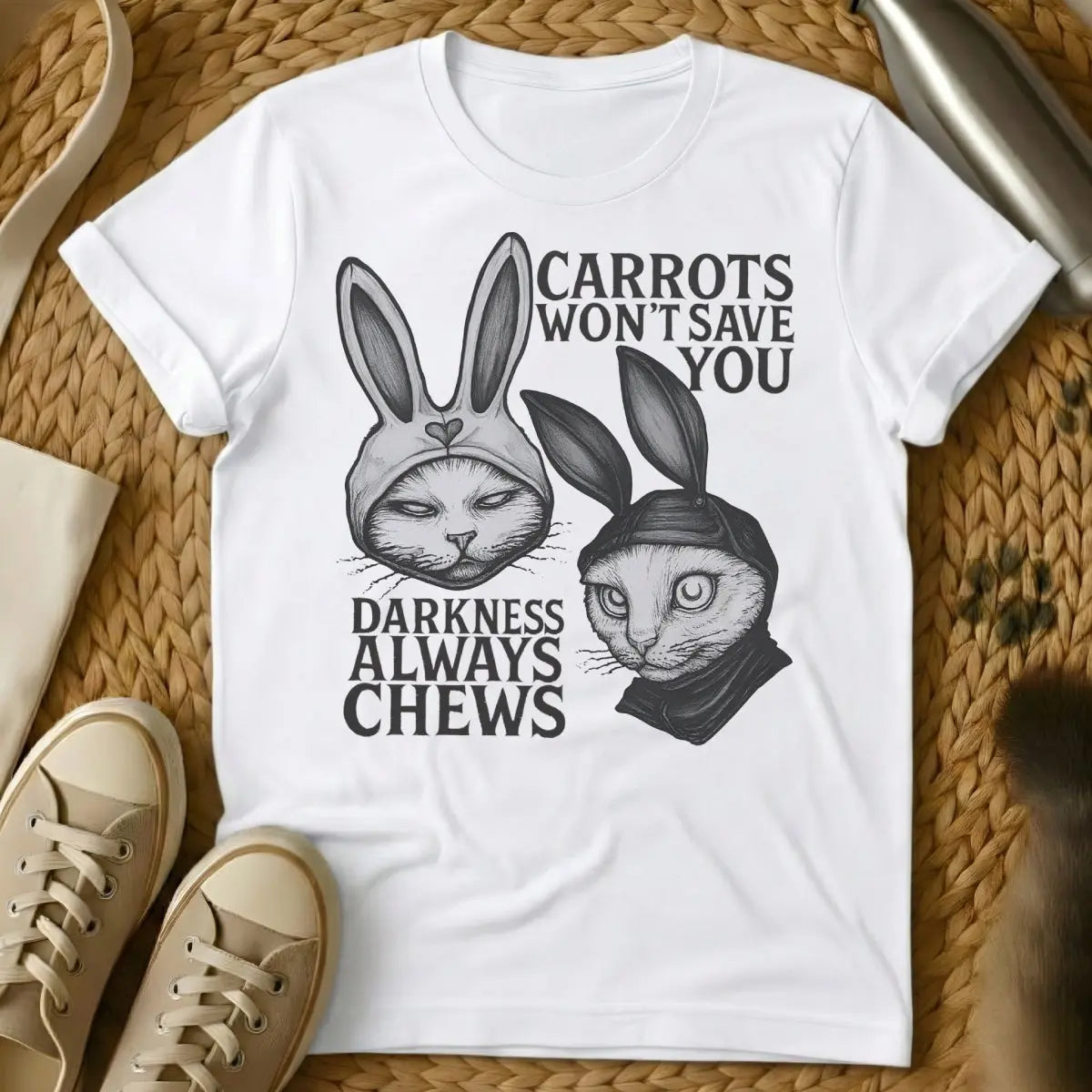 Rabbit Shirt | Cat Tee - White Cat T-Shirt