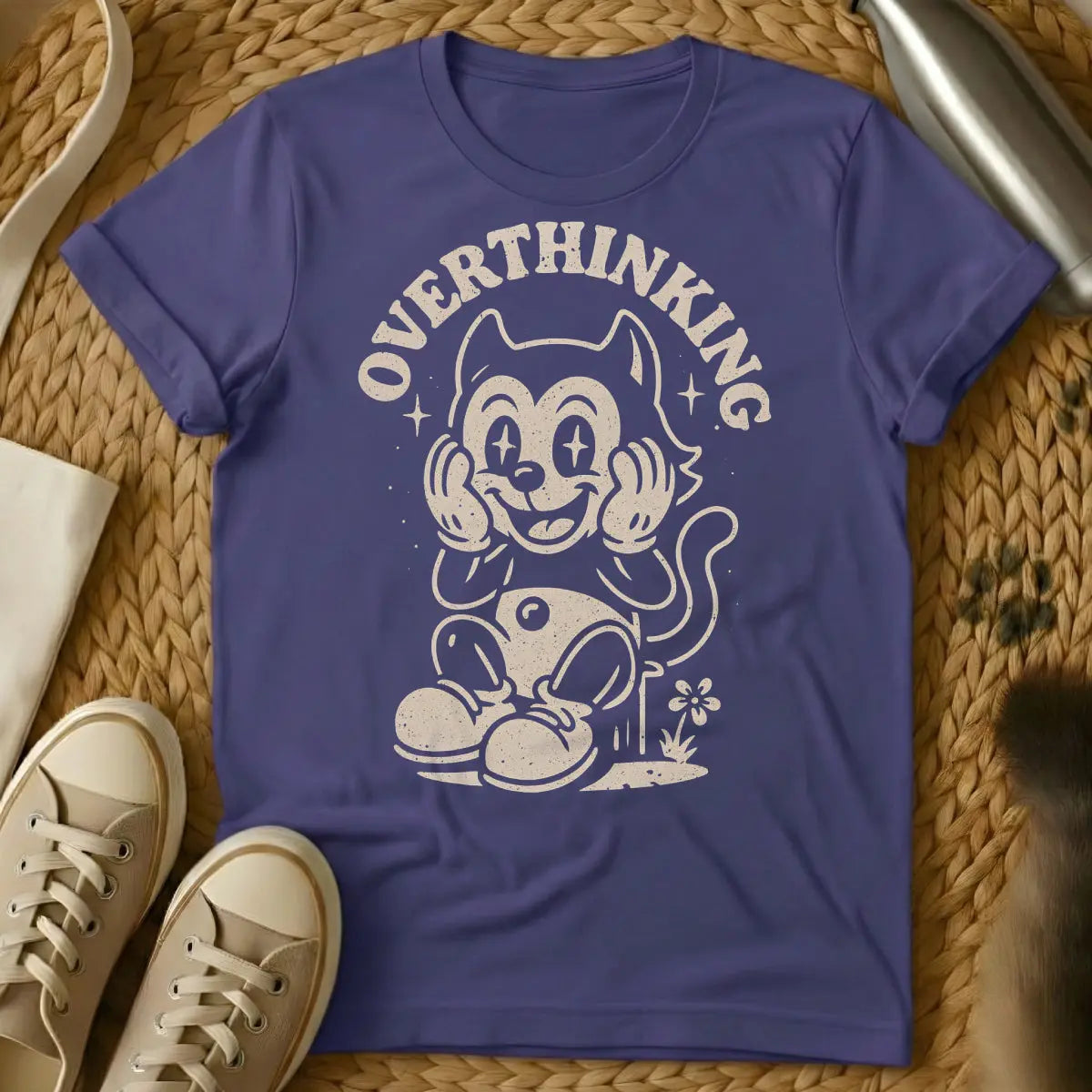 Overthinker Cat Shirt - Purple Cat T-Shirt