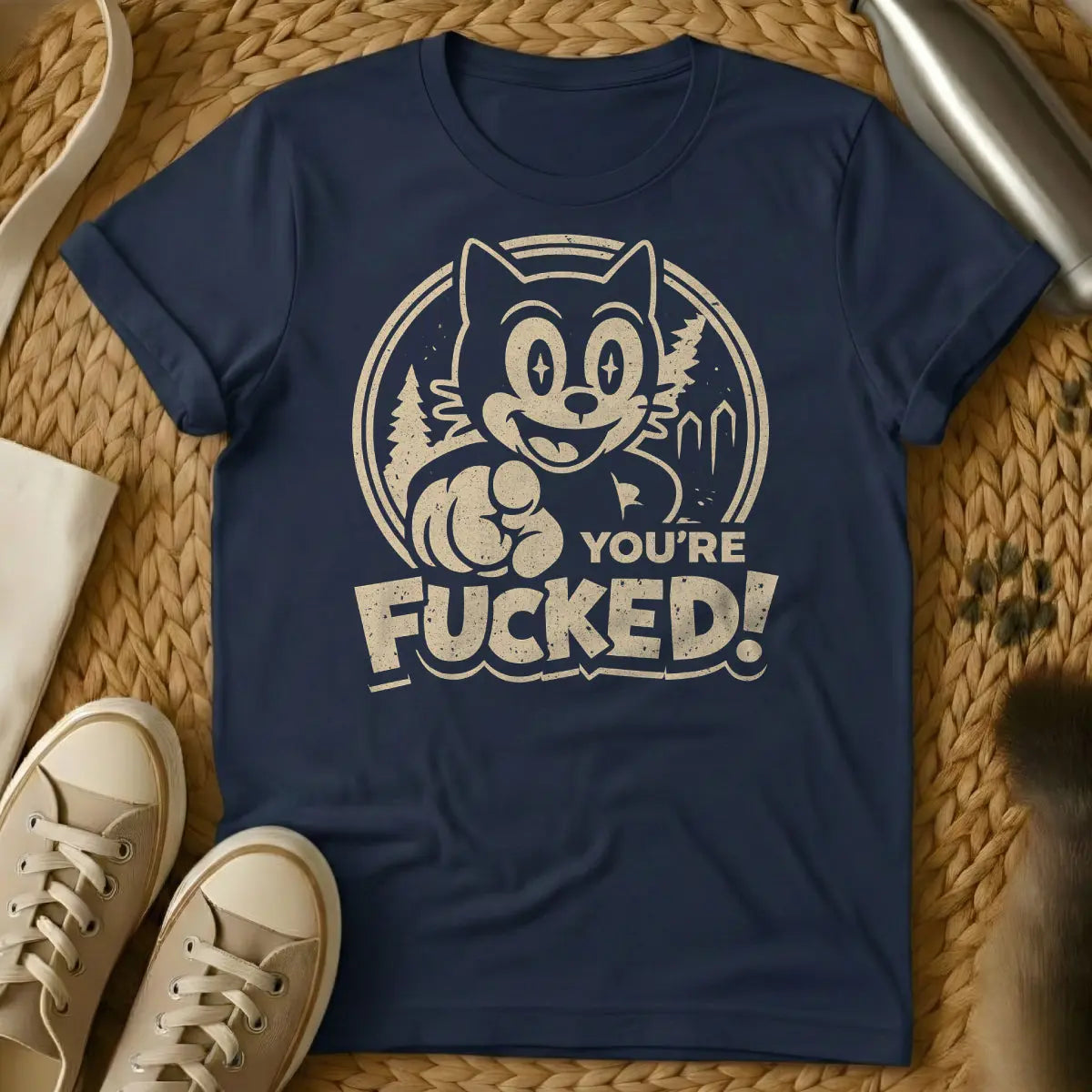 You're F*cked Cat Shirt - Navy Cat T-Shirt