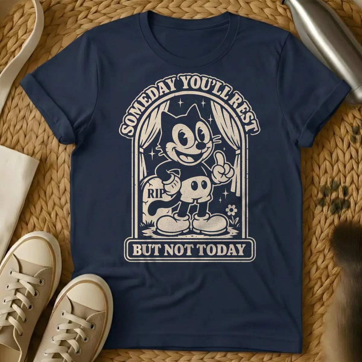 You Will Rest Cat Shirt - Navy Cat T-Shirt