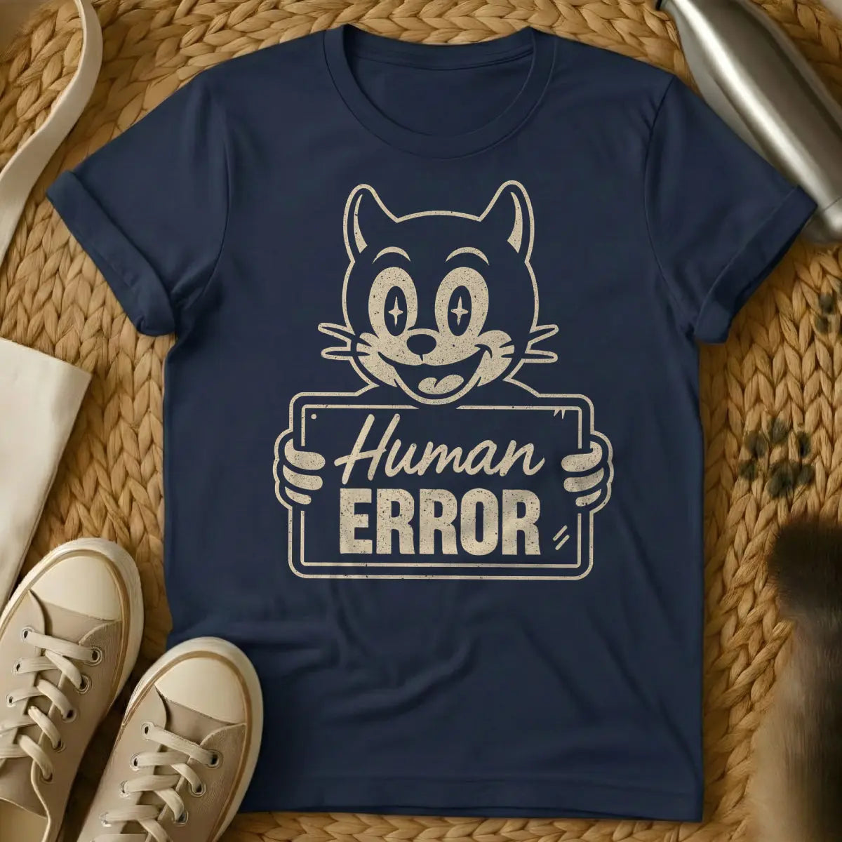 Human Error Cat Shirt - Navy Cat T-Shirt