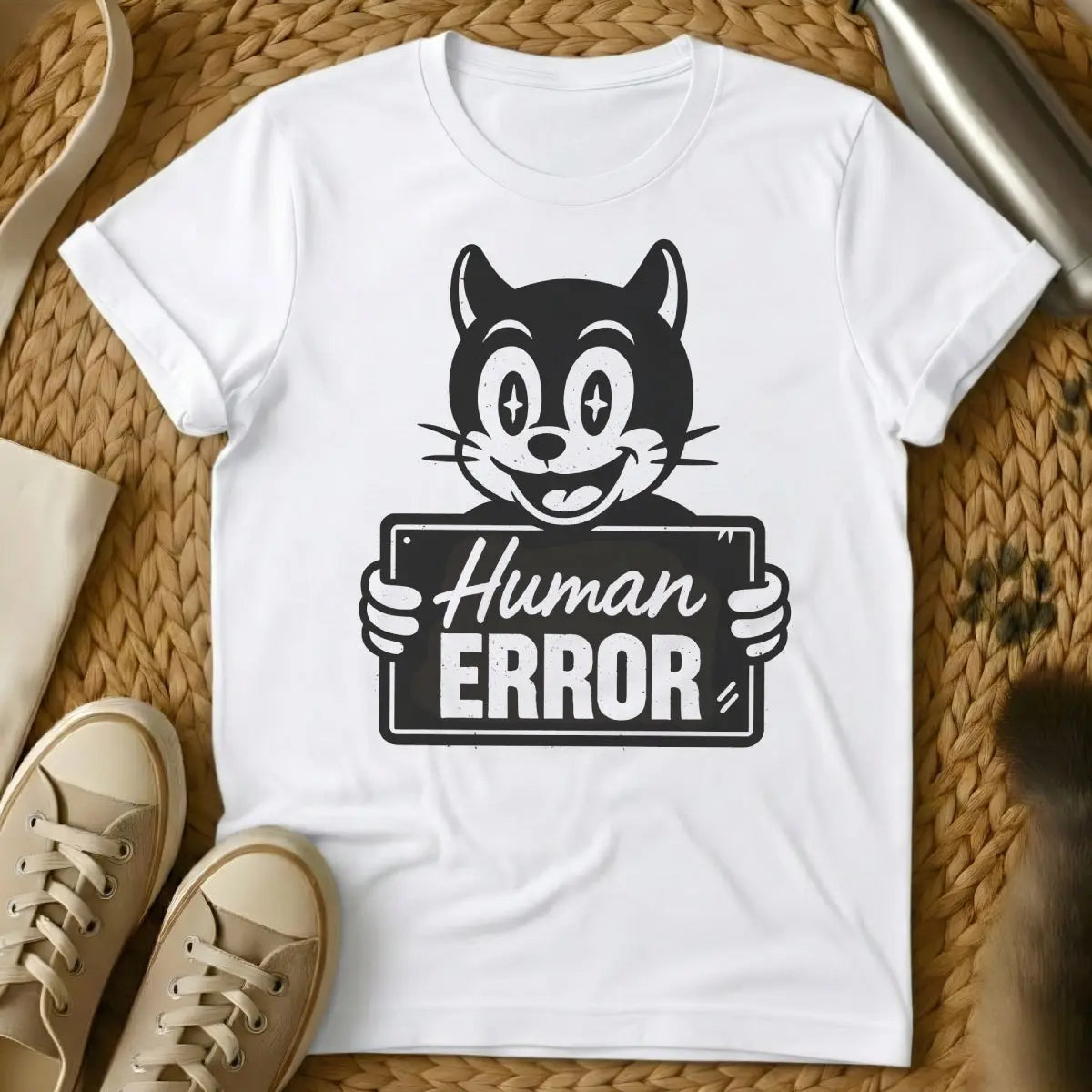 Human Error Cat Shirt - White Cat T-Shirt