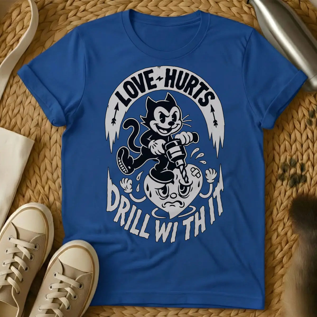 Love Hurts Cat Shirt - Blue Cat T-Shirt