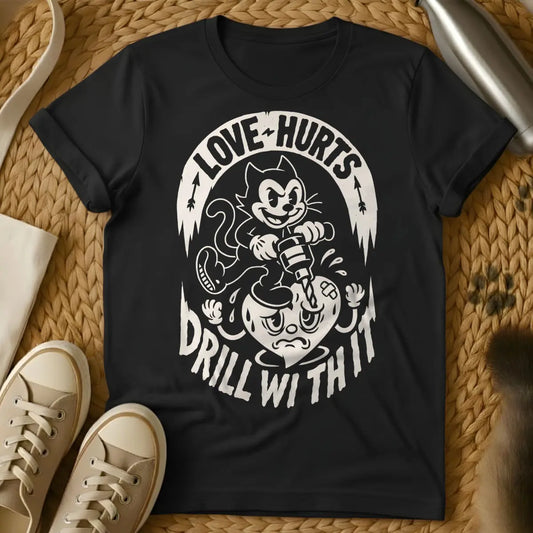 Love Hurts Cat Shirt - Black Cat T-Shirt