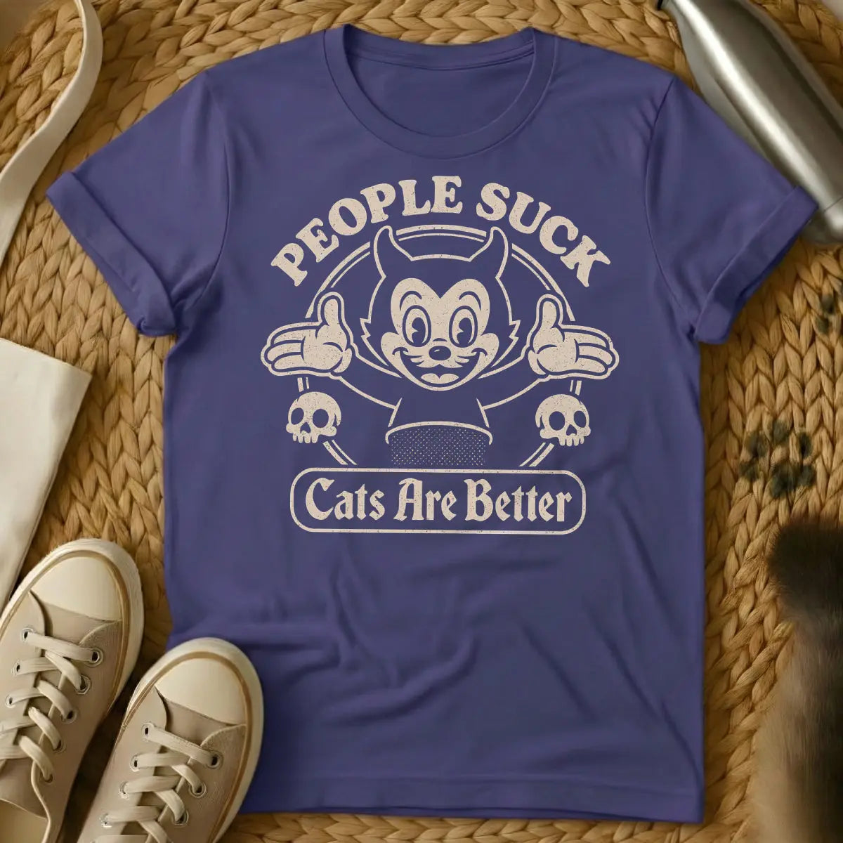 People Suck Cat Shirt - Purple Cat T-Shirt