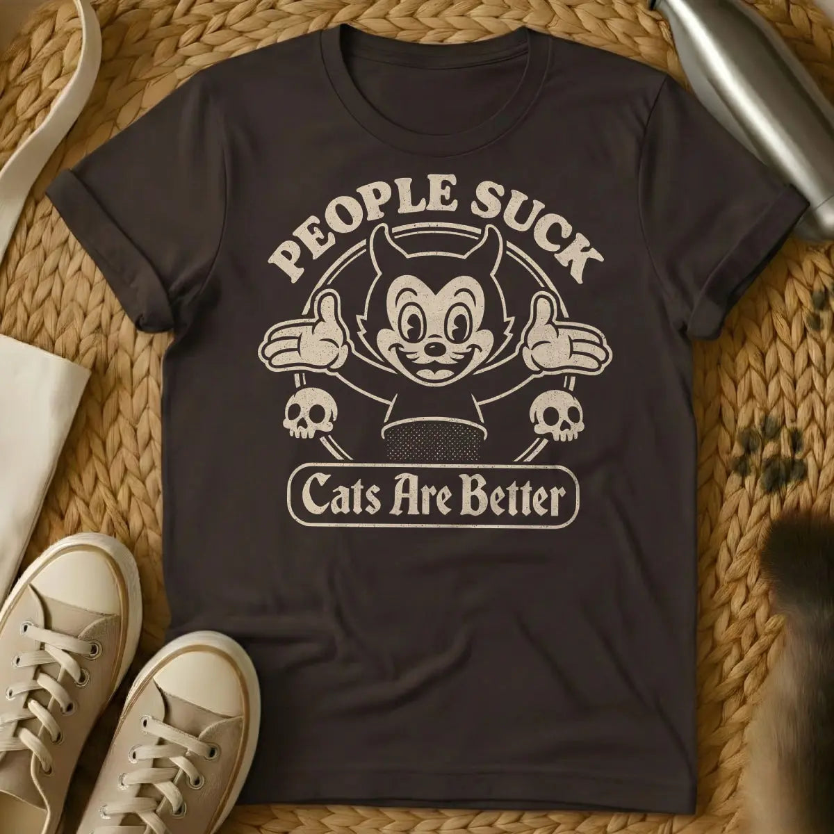 People Suck Cat Shirt - Dark Chocolate Cat T-Shirt
