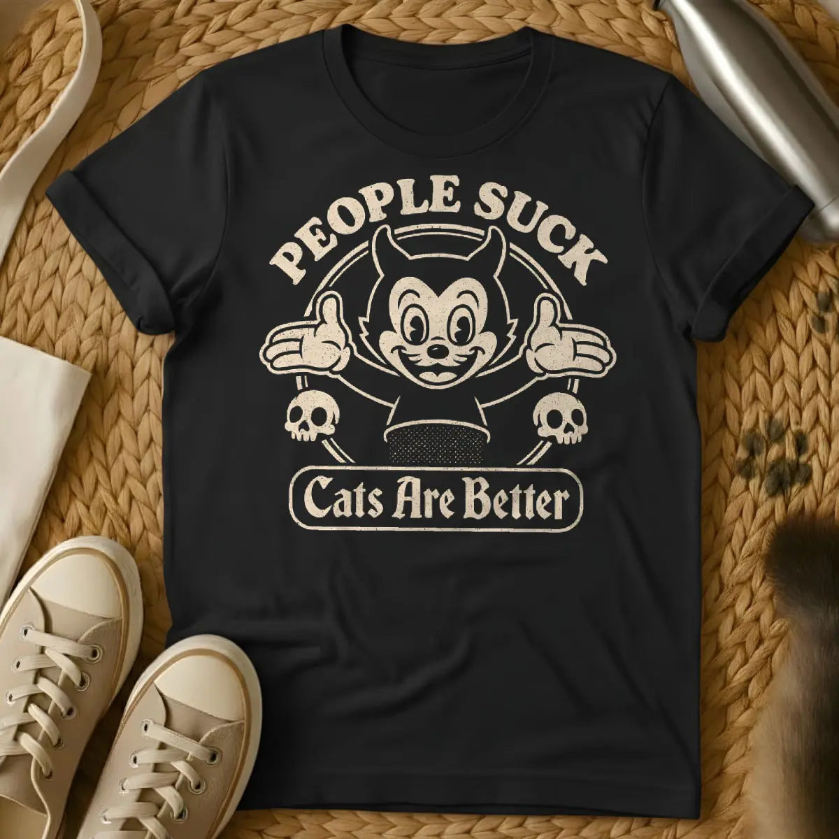People Suck Cat Shirt - Black Cat T-Shirt