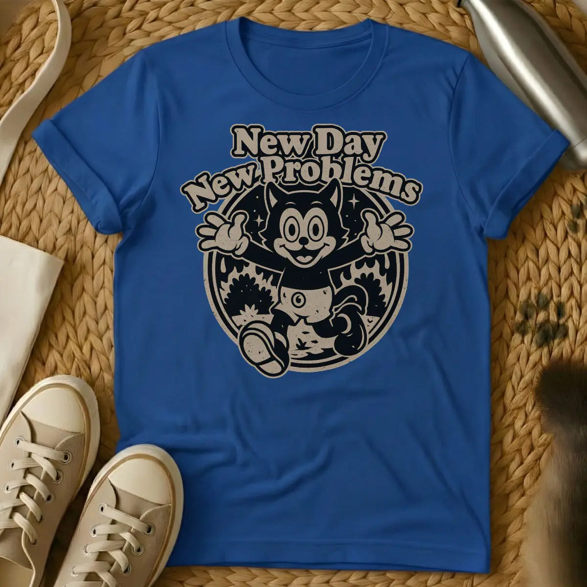 New Day Cat Shirt - Blue Cat T-Shirt