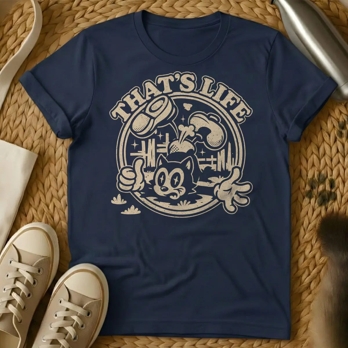 That Is Life Cat Shirt - Navy Cat T-Shirt