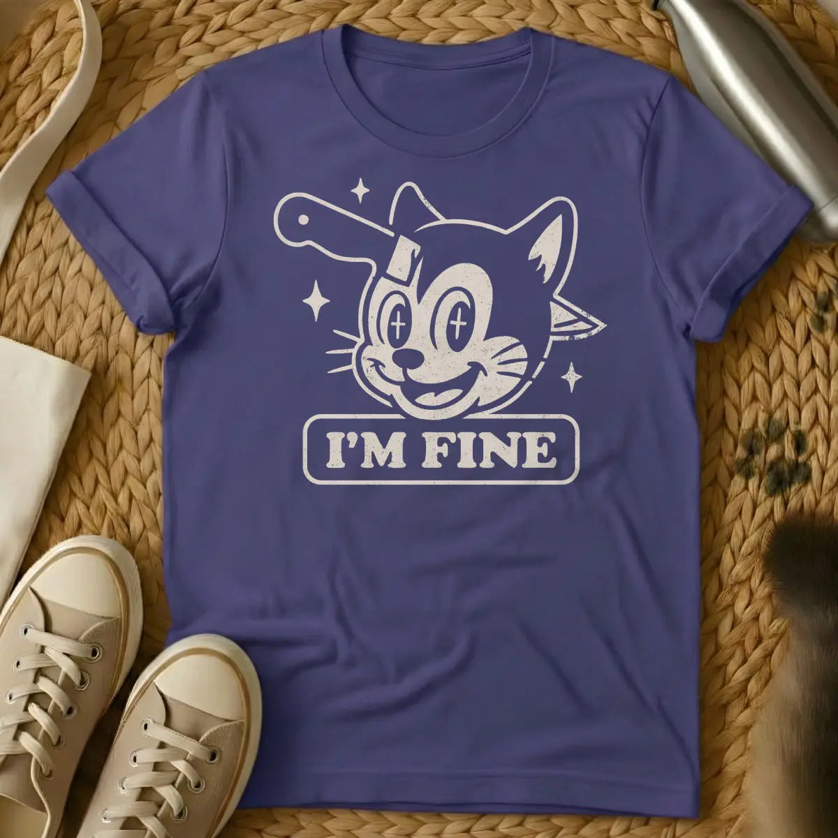 I’m Fine T Shirt - Purple Cat T-Shirt