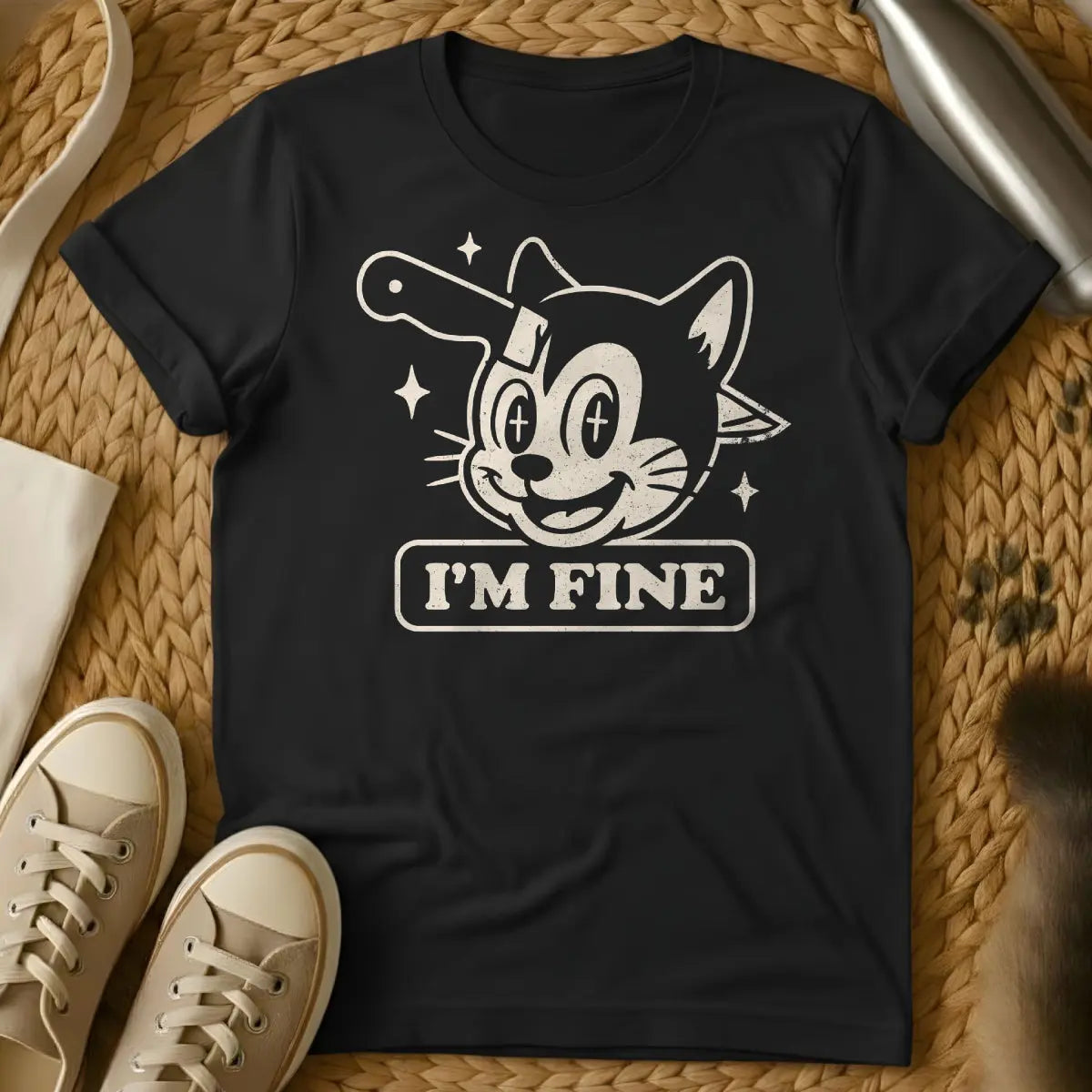 I’m Fine T Shirt - Black Cat T-Shirt