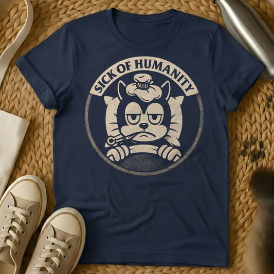 Sick of Humanity Cat Shirt - Navy Cat T-Shirt
