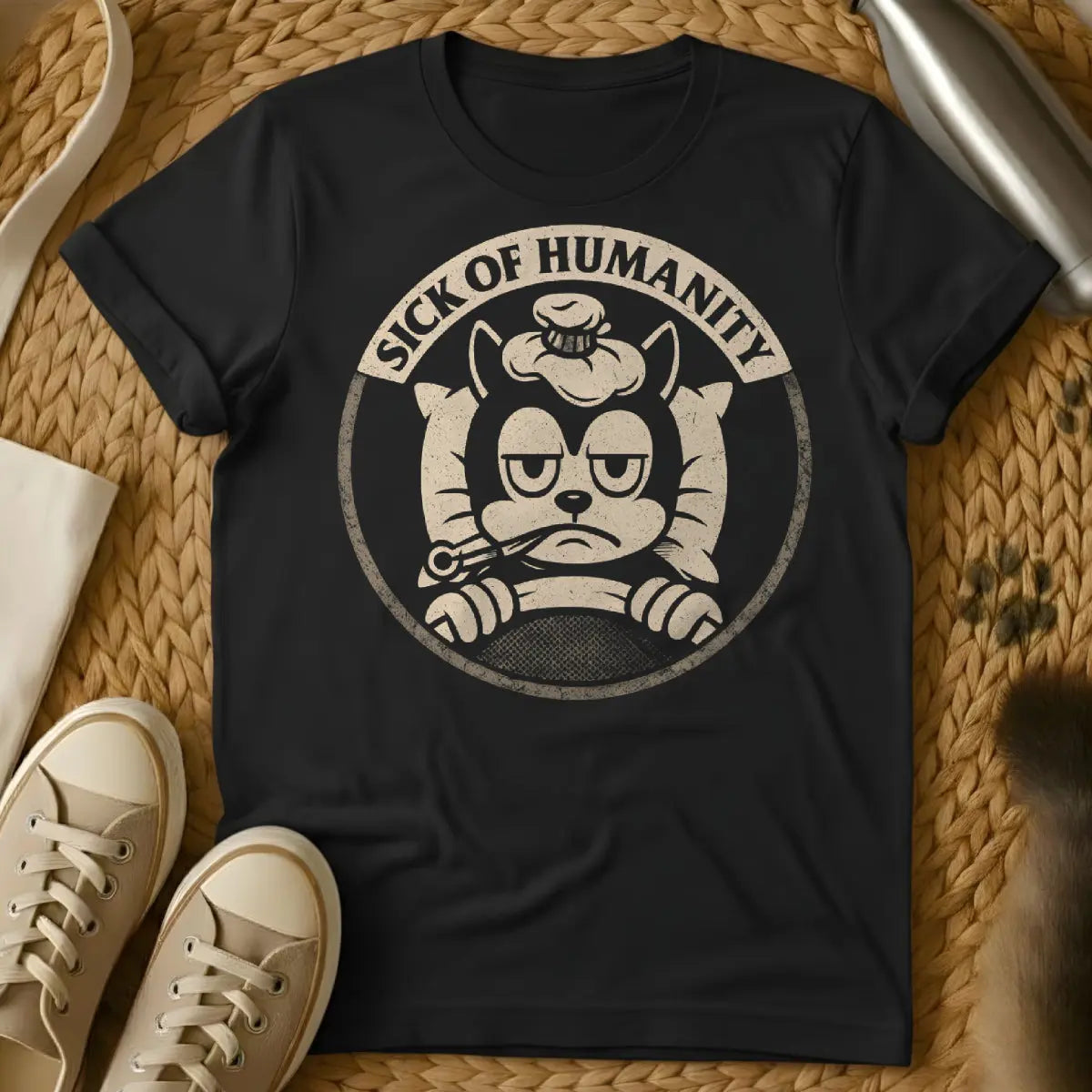 Sick of Humanity Cat Shirt - Black Cat T-Shirt