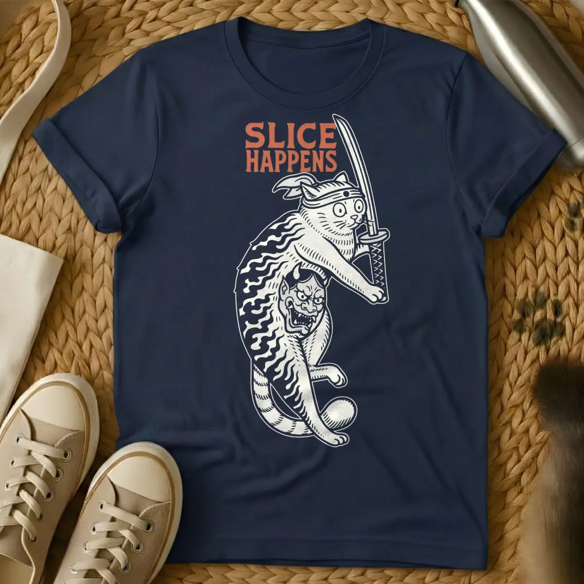 Slice Cat T-Shirt - Navy Cat T-Shirt