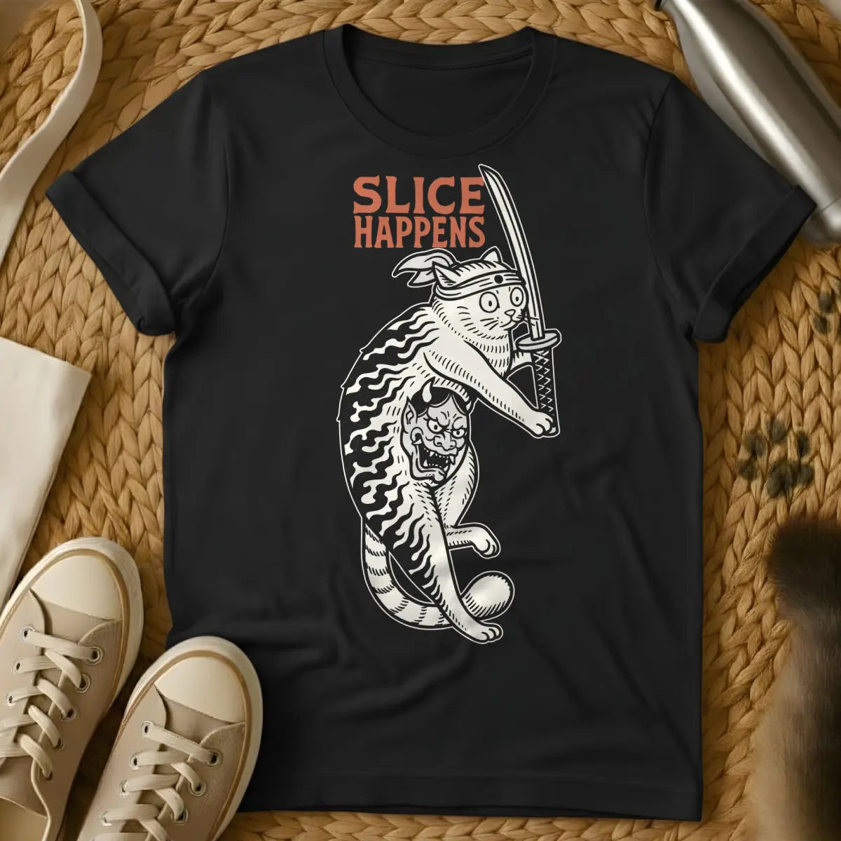 Slice Cat T-Shirt - Black Cat T-Shirt