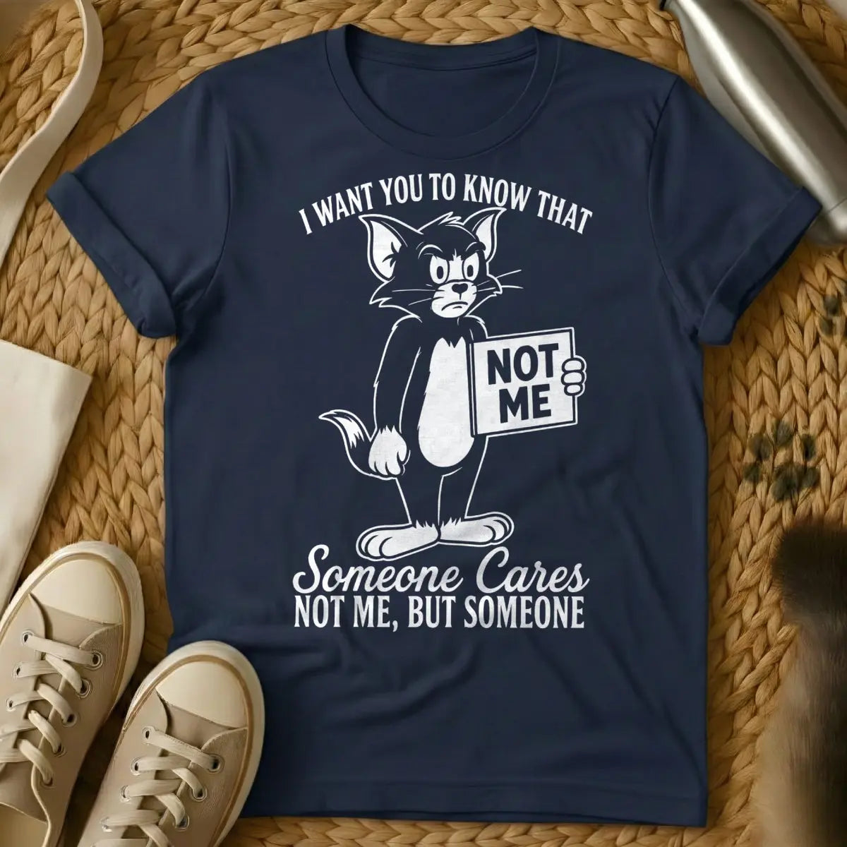 Someone Cares Cat Shirt - Navy Cat T-Shirt