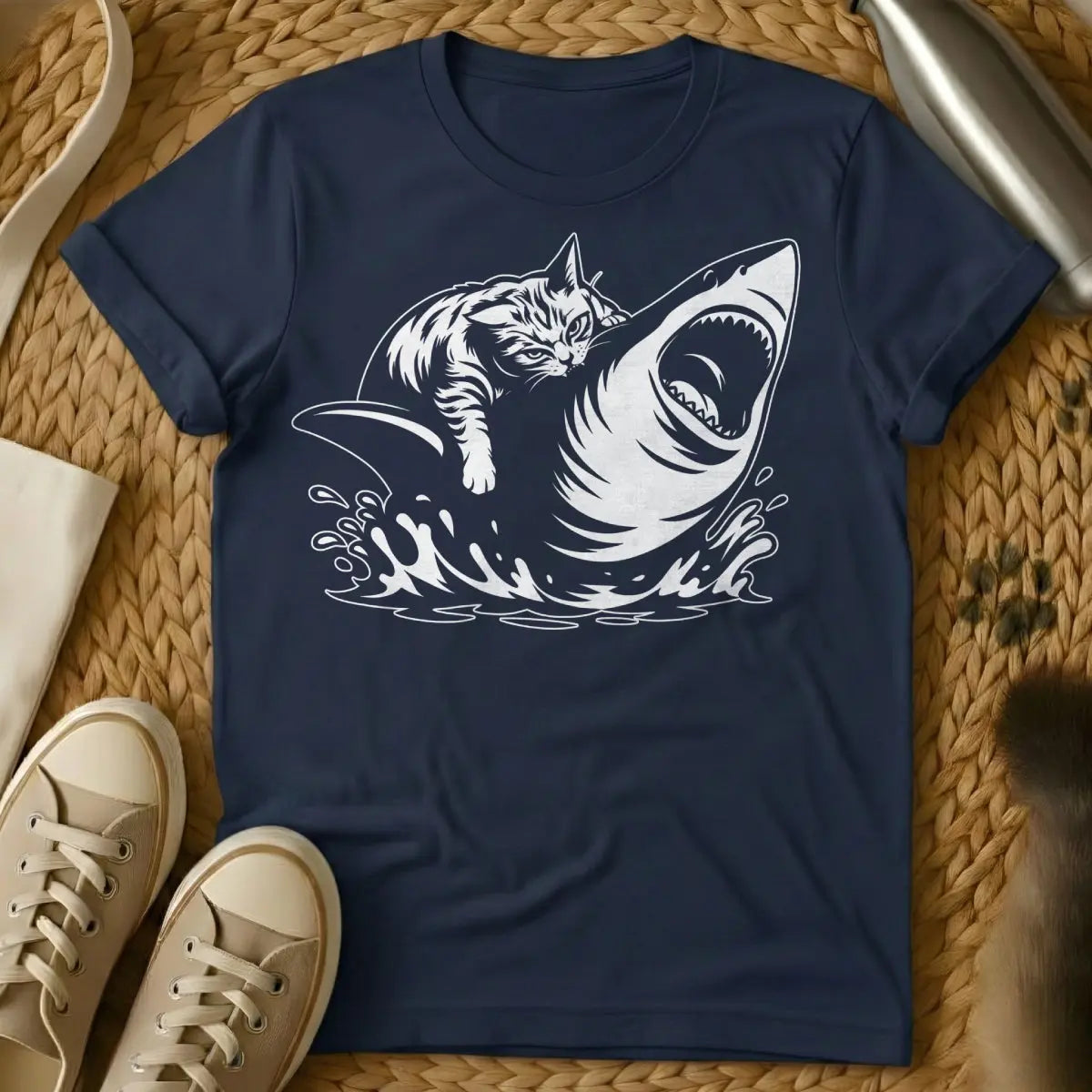 Shark Cat Shirt - Navy Cat T-Shirt