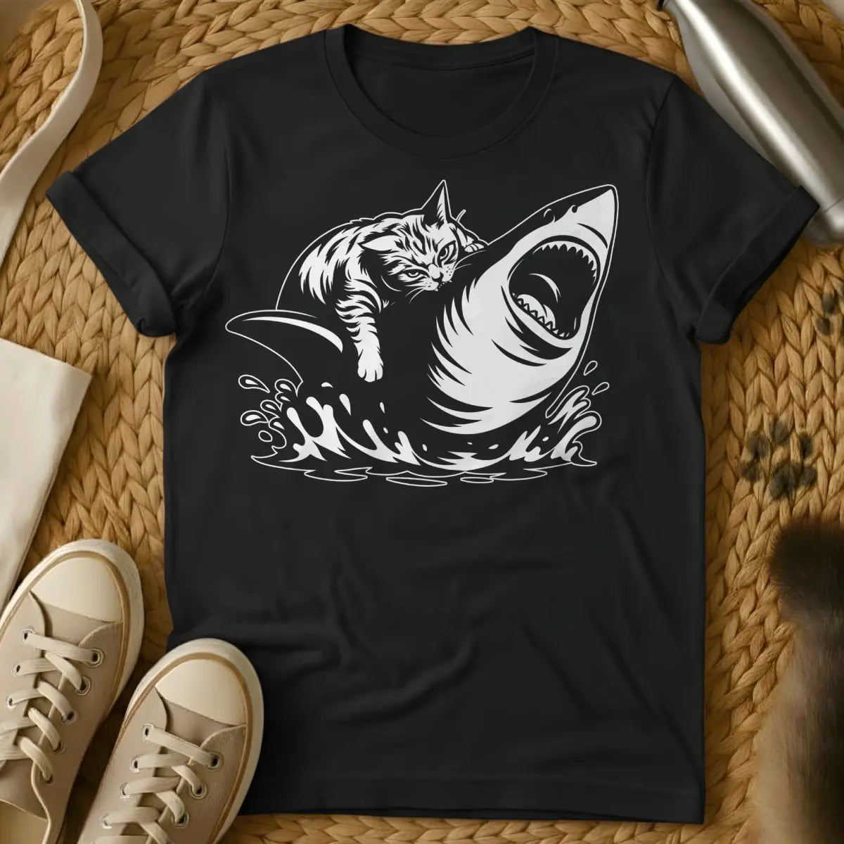 Shark Cat Shirt - Black Cat T-Shirt
