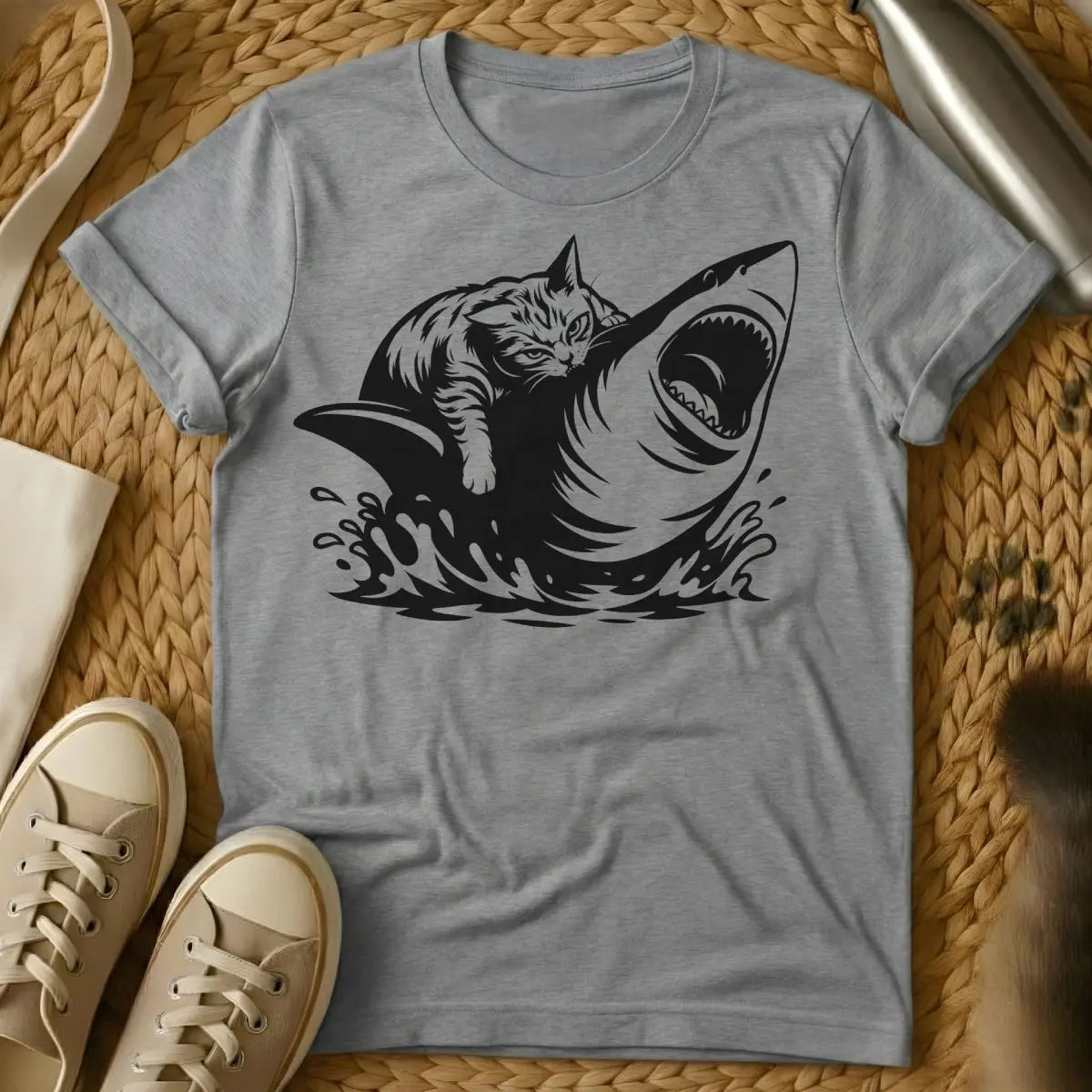 Shark Cat Shirt - Gray Cat T-Shirt