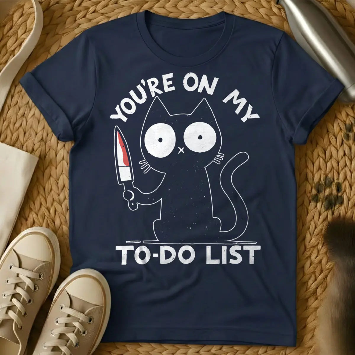 To Do List Cat Shirt - Navy Cat T-Shirt