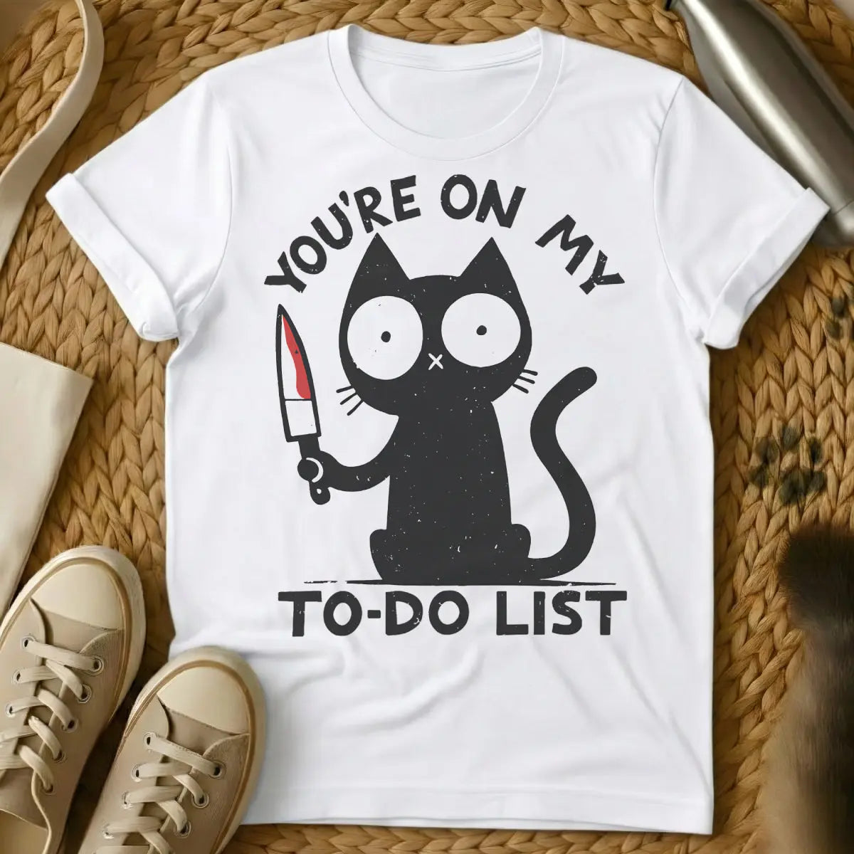 To Do List Cat Shirt - White Cat T-Shirt