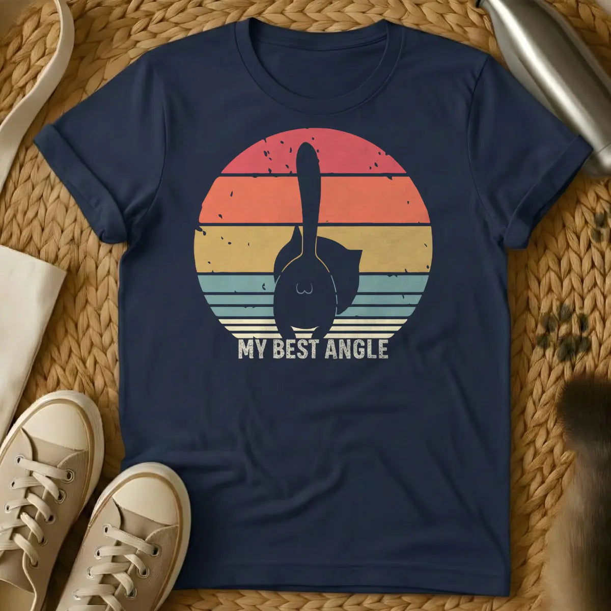 Best Angle Cat Shirt - Navy T-Shirt - cat paparazzi, cat photo collector, feline supermodel