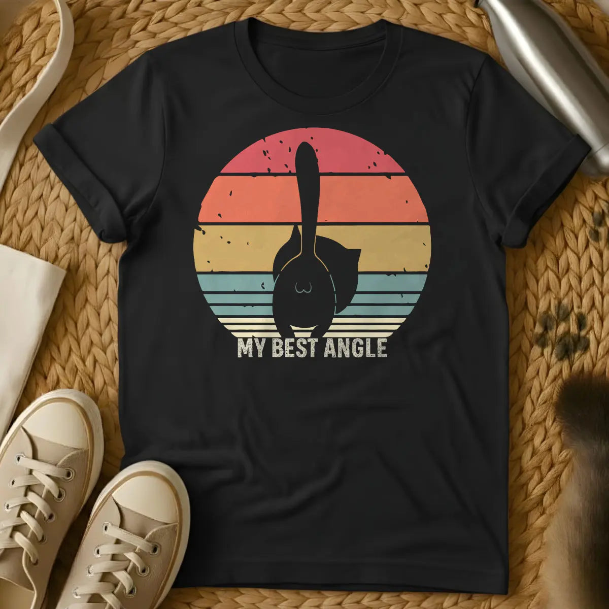Best Angle Cat Shirt - Black T-Shirt - cat paparazzi, cat photo collector, feline supermodel