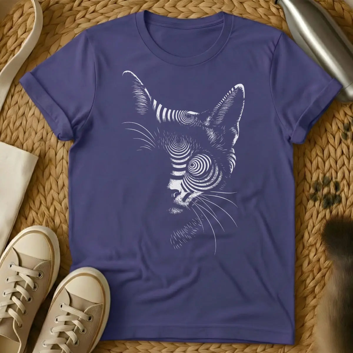 Psychedelic Cat T-Shirt - Purple Cat T-Shirt