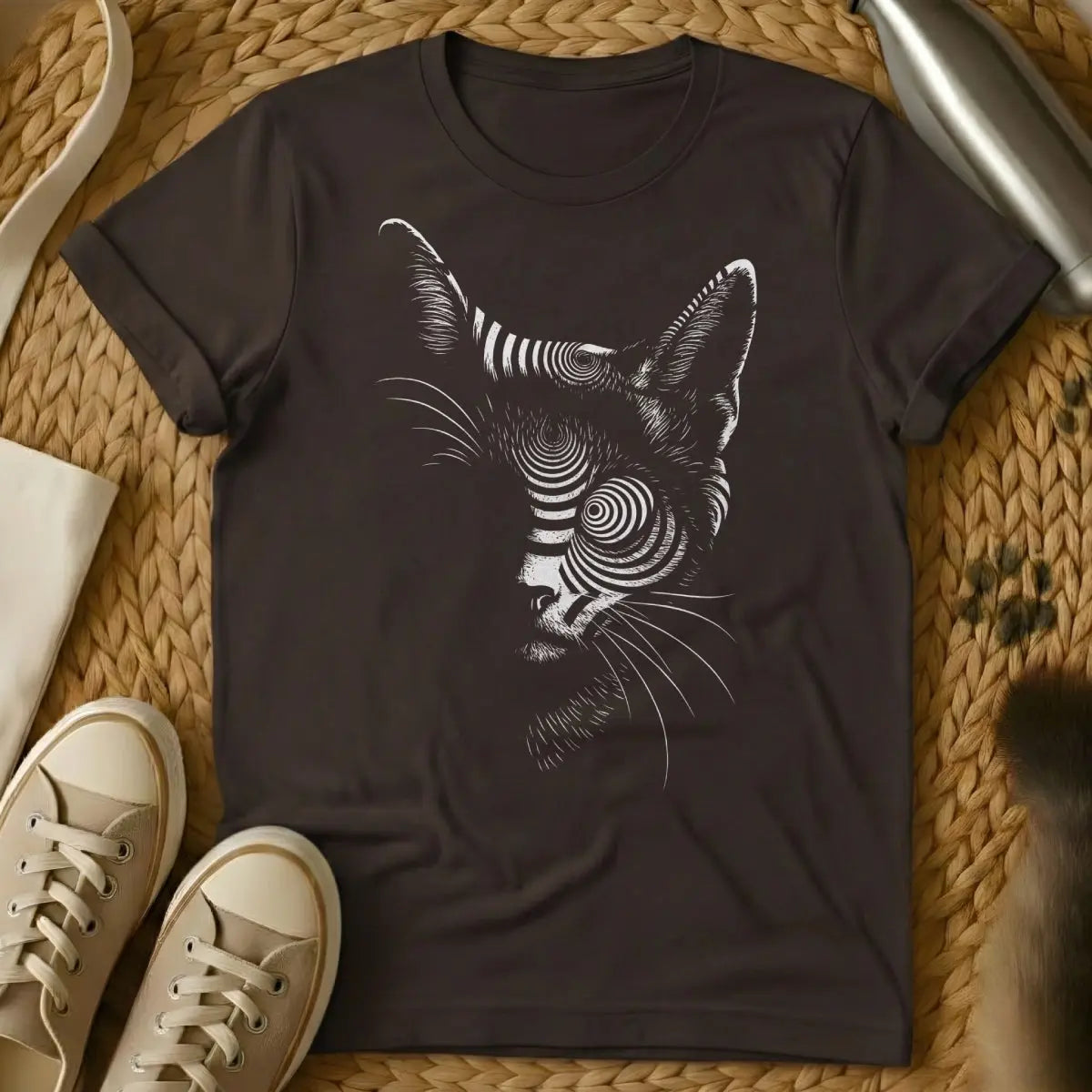 Psychedelic Cat T-Shirt - Dark Chocolate Cat T-Shirt