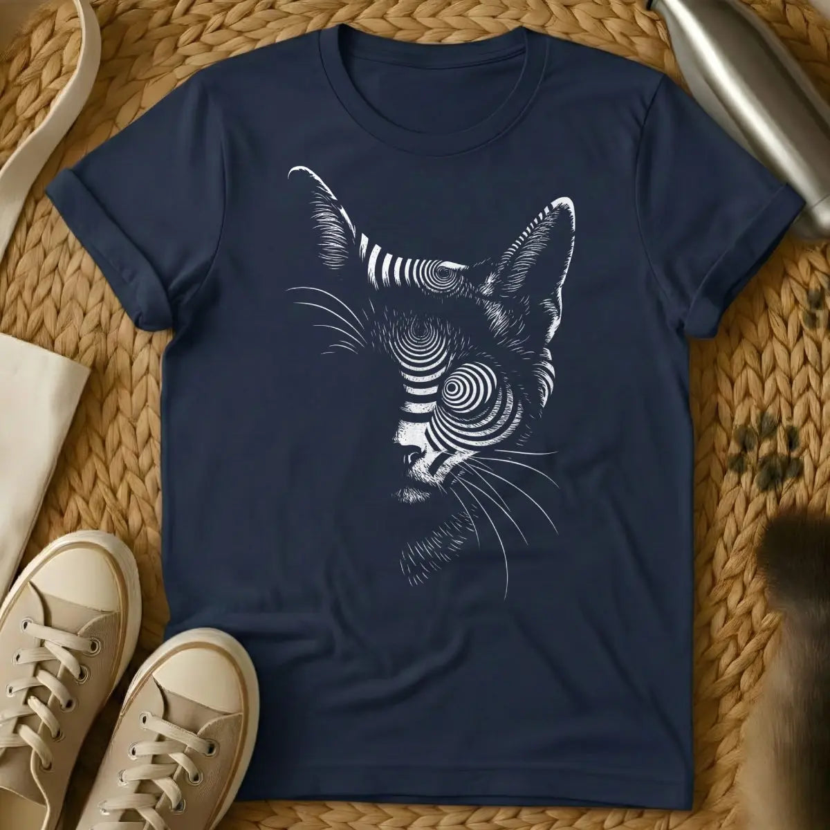 Psychedelic Cat T-Shirt - Navy Cat T-Shirt