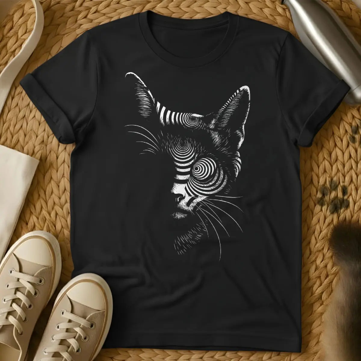 Psychedelic Cat T-Shirt - Black Cat T-Shirt