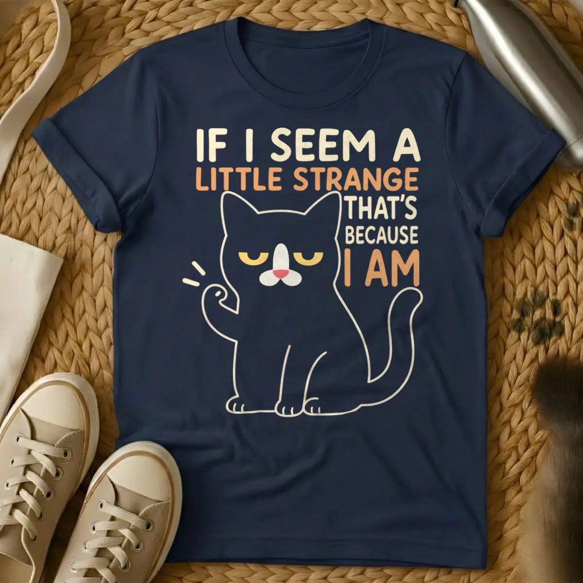 Strange Cat Shirt - Navy Cat T-Shirt