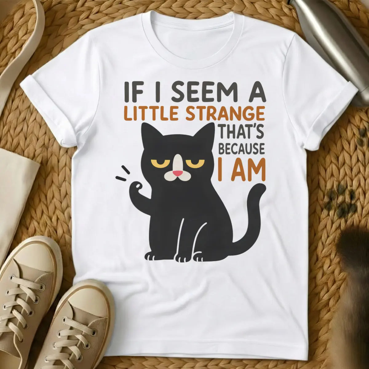 Strange Cat Shirt - White Cat T-Shirt