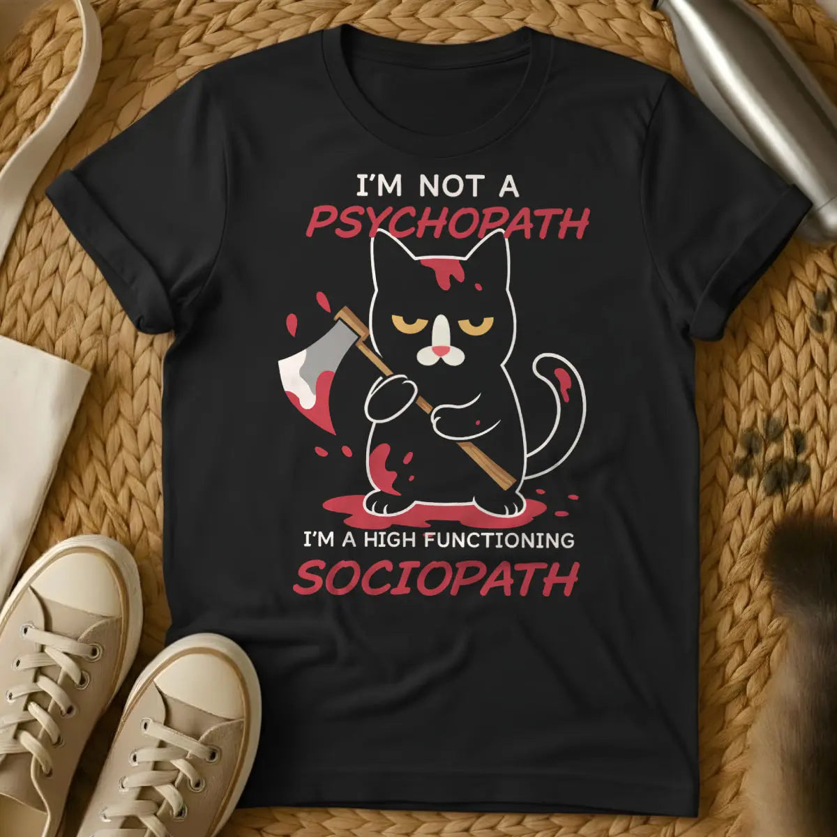 Psychopath Cat Shirt - Black Cat T-Shirt