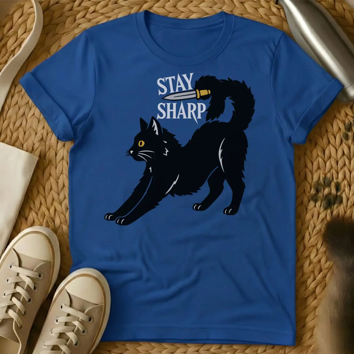Sharp Cat Shirt - Blue Cat T-Shirt