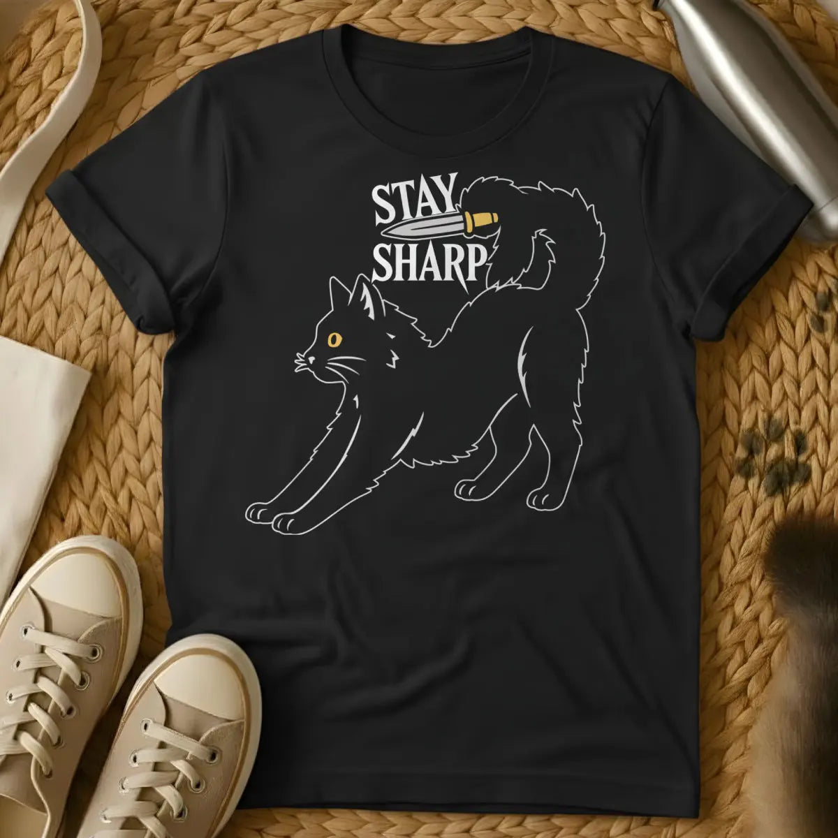 Sharp Cat Shirt - Black Cat T-Shirt