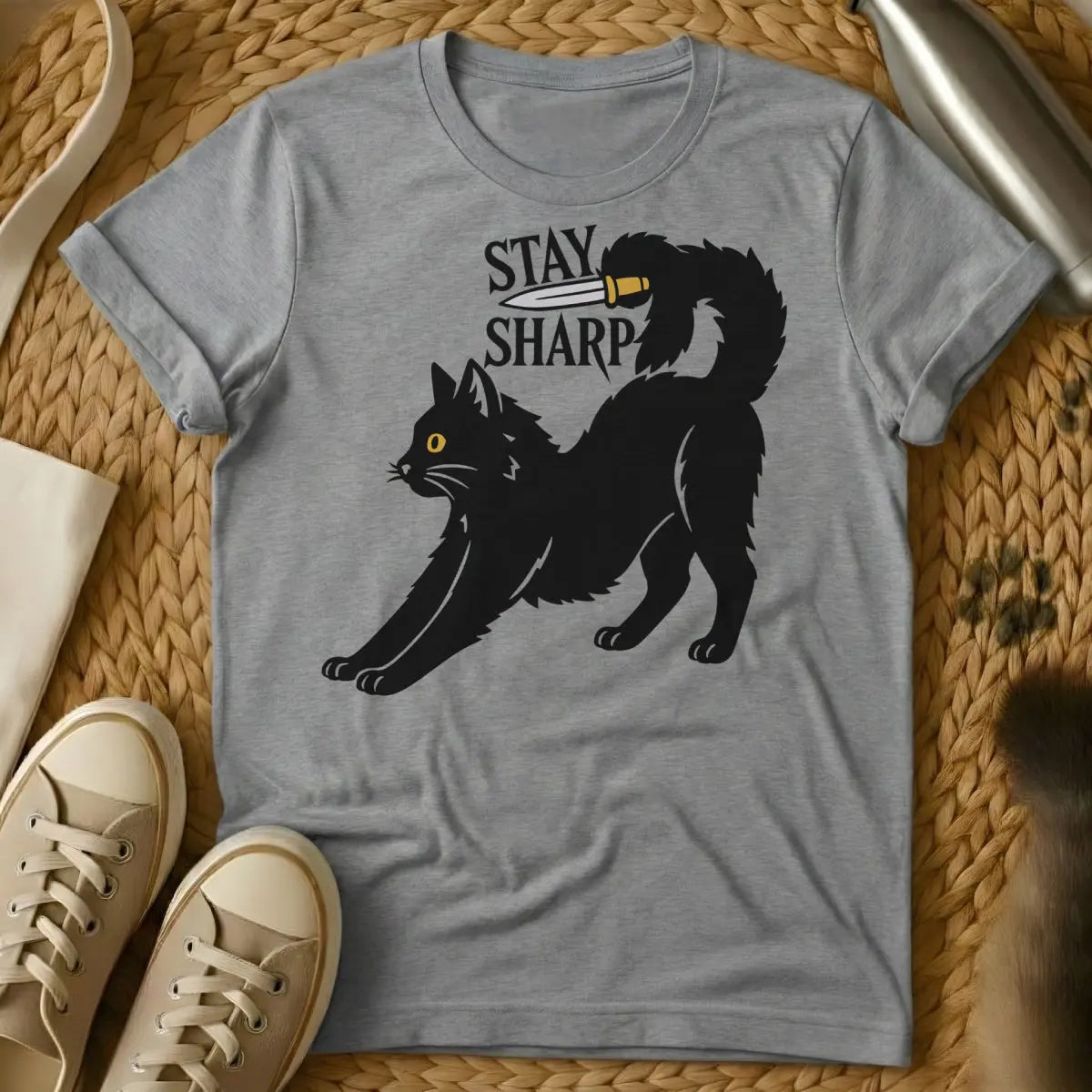 Sharp Cat Shirt - Gray Cat T-Shirt