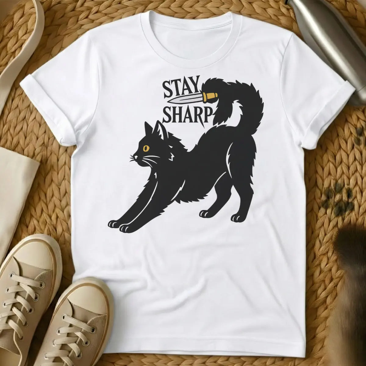 Sharp Cat Shirt - White Cat T-Shirt
